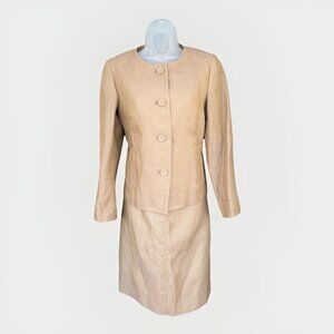 NEW Talbots Sleeveless Dress Suit Beige Shimmer Women's 6 Festive Career Holiday